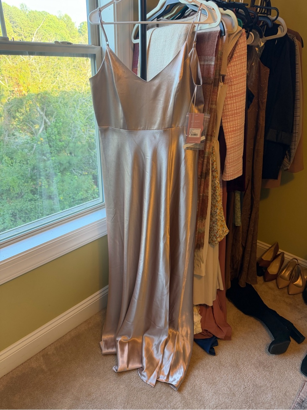 Satin Slip Maxi Dress - Taupe
